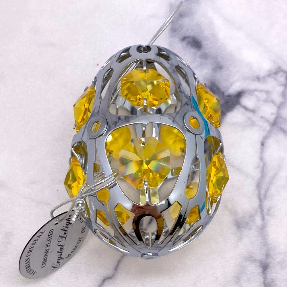 Crystal Delight Chrome Plated Austrian Crystal Egg Ornament by Mascot
